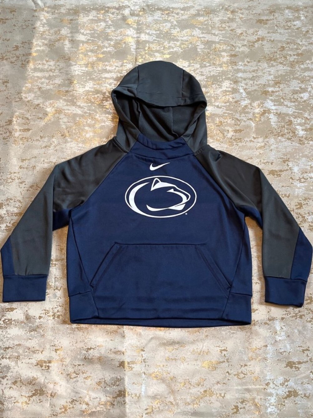 Nike Penn State Hoodie Boys sz S Blue White Dri-Fit Color Block Therma Logo PSU
